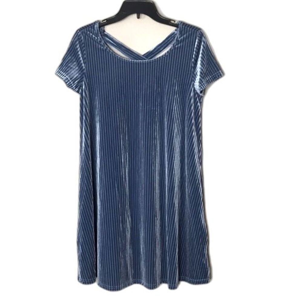 She + Sky blue Silver Gray Cut Velvet Shift Dress X Keyhole Back size small